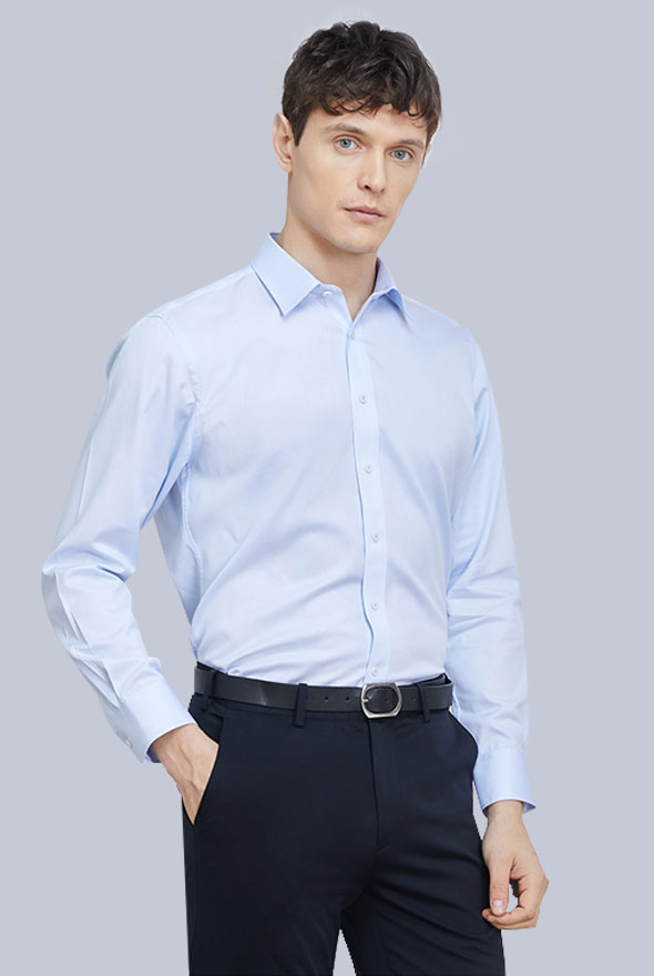 男士淺藍色襯衫定制款