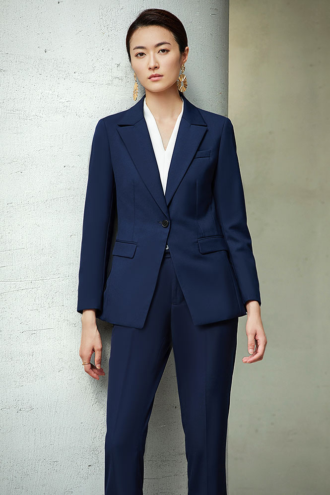女款藍色職業西服定制款